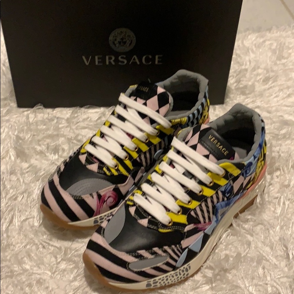 Versace Achilles Harlequin Print Sneakers